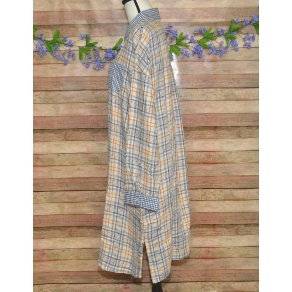 NWT Roudelain Womens XL Long Sleeve Flannel Sleep Shirt Nightgown Plaid Gingham